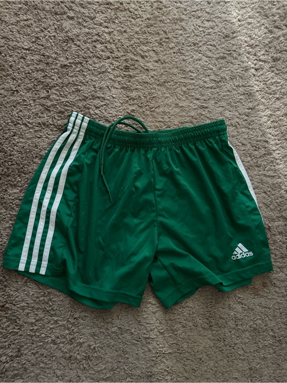 adidas Women’s Green Athletic Shorts with White Stripes